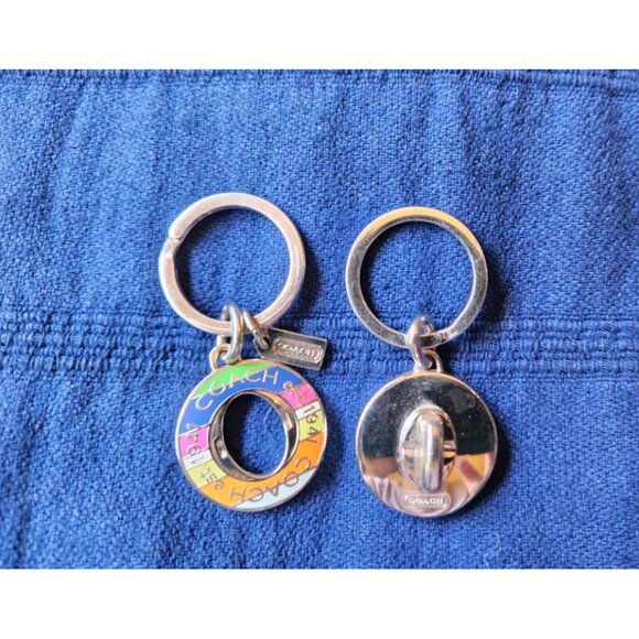 Coach Authentic 1941 Multicolor Stripe Turnlock 2-n-1 Valet Keychain NWOT - Picture 9 of 9